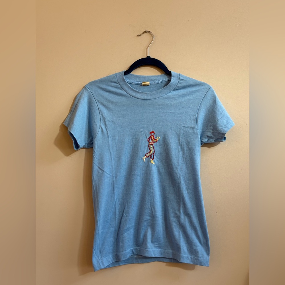 Screen Stars Vintage Single Stitch Embroidered Jogger Figure Short Sleeve Shirt